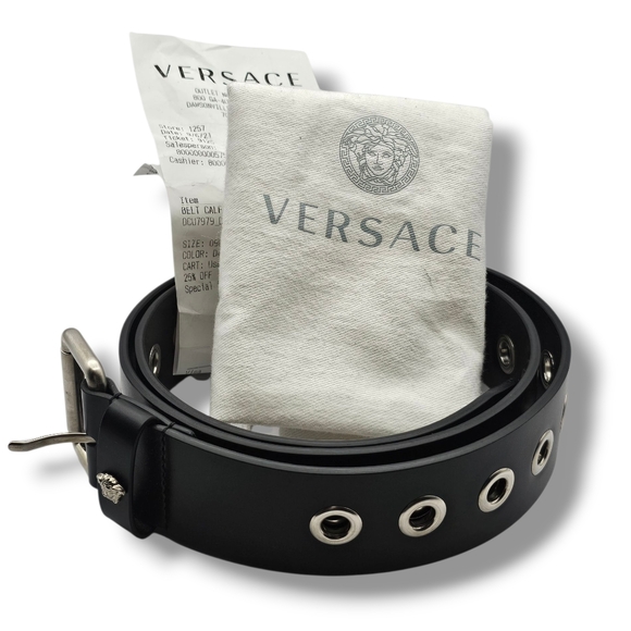 Versace Black Leather Belt - Picture 1 of 6
